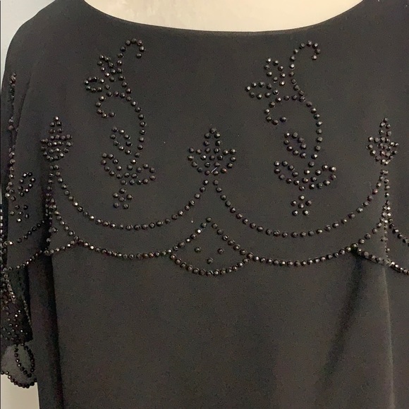 Black beaded J.R.Nites Blouse size 14W - Picture 3 of 6